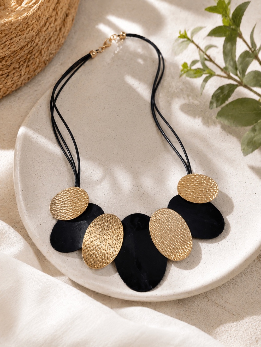 Gold & Black Statement Necklace - Women's Jewelry
